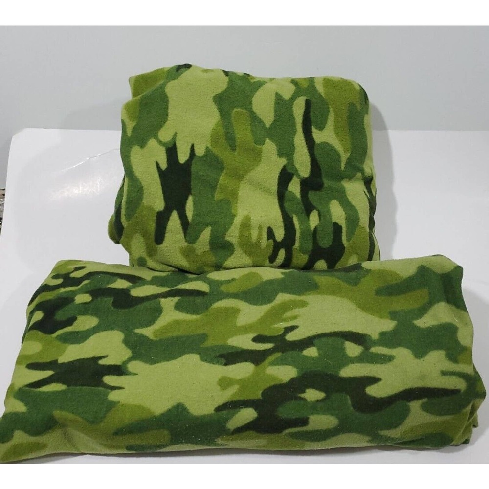 Child's Twin Size Camo Flannel Fleece Fitted Flat Blankets/Sheets Only